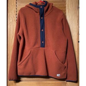 The North Face Men's Orange Pullover Hoodie M 1/4 Snap Fleece